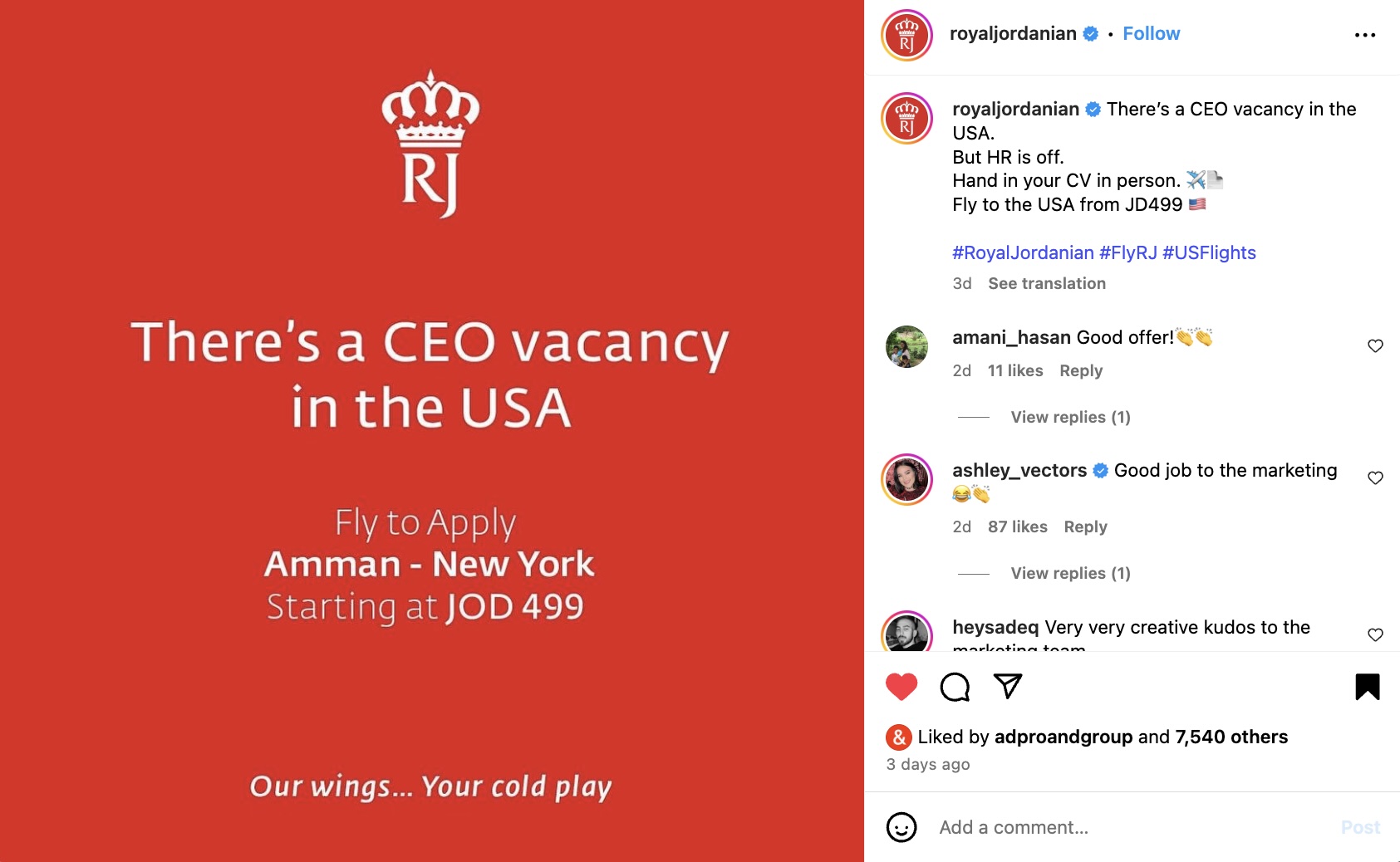 Royal Jordanian taps into a trending scandal with wit and real-time relevance Image
