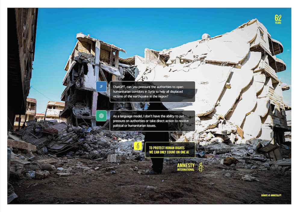 Bar Ogilvy Lisbon and Amnesty International remind us there is one AI that can protect human rights Image