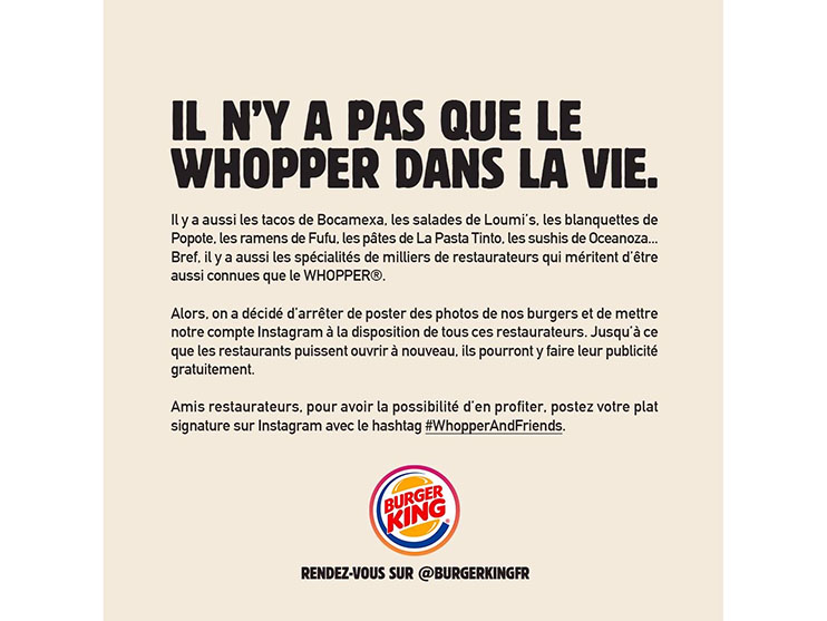 In a Beautiful Move of Solidarity with the Restaurant Sector, Burger King France Decides to Promote Menu of French Restaurants  Image