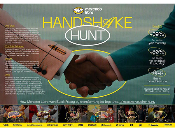The Media 100 Rankings by WARC: #3 Campaign ‘The Handshake Hunt’ by GUT São Paulo, for Mercado Libre.  The Media 100 Rankings by WARC: #3 Campaign ‘The Handshake Hunt’ by GUT São Paulo, for Mercado Libre.