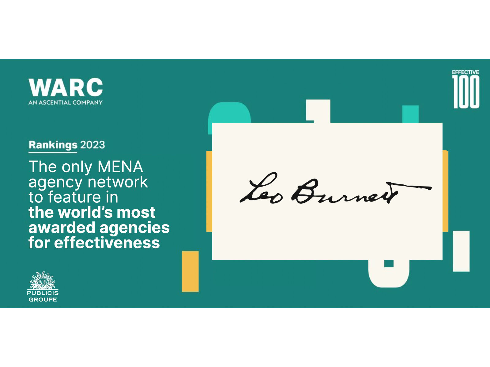 Leo Burnett is first and only MENA agency to enter the WARC Effective 100 Image