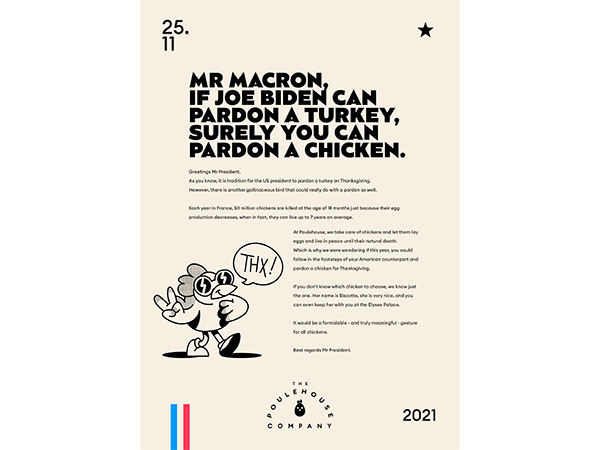 French egg brand Poulehouse wants President Emmanuel Macron to pardon a chicken Image