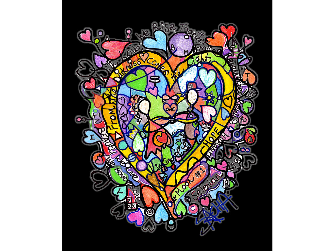 Sacha Jafri Original Moon Painting: 'We Rise Together with the Light of the Moon' Sacha Jafri Original Moon Painting: 'We Rise Together with the Light of the Moon'