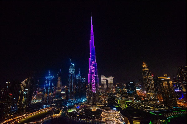Anghami celebrates Coldplay's new video release on Burj Khalifa Image