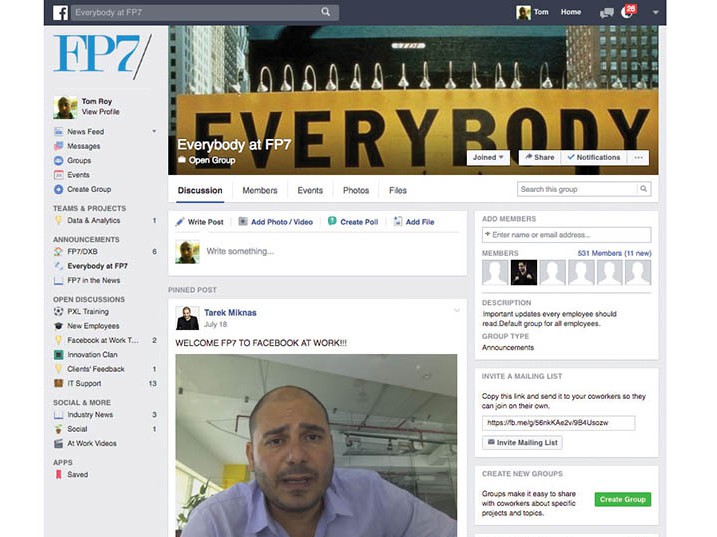 FP7 Leads the Way to Adopt Facebook at Work Image