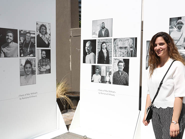 Ramona El Khoury, ALBA student, in front of her pictures Ramona El Khoury, ALBA student, in front of her pictures