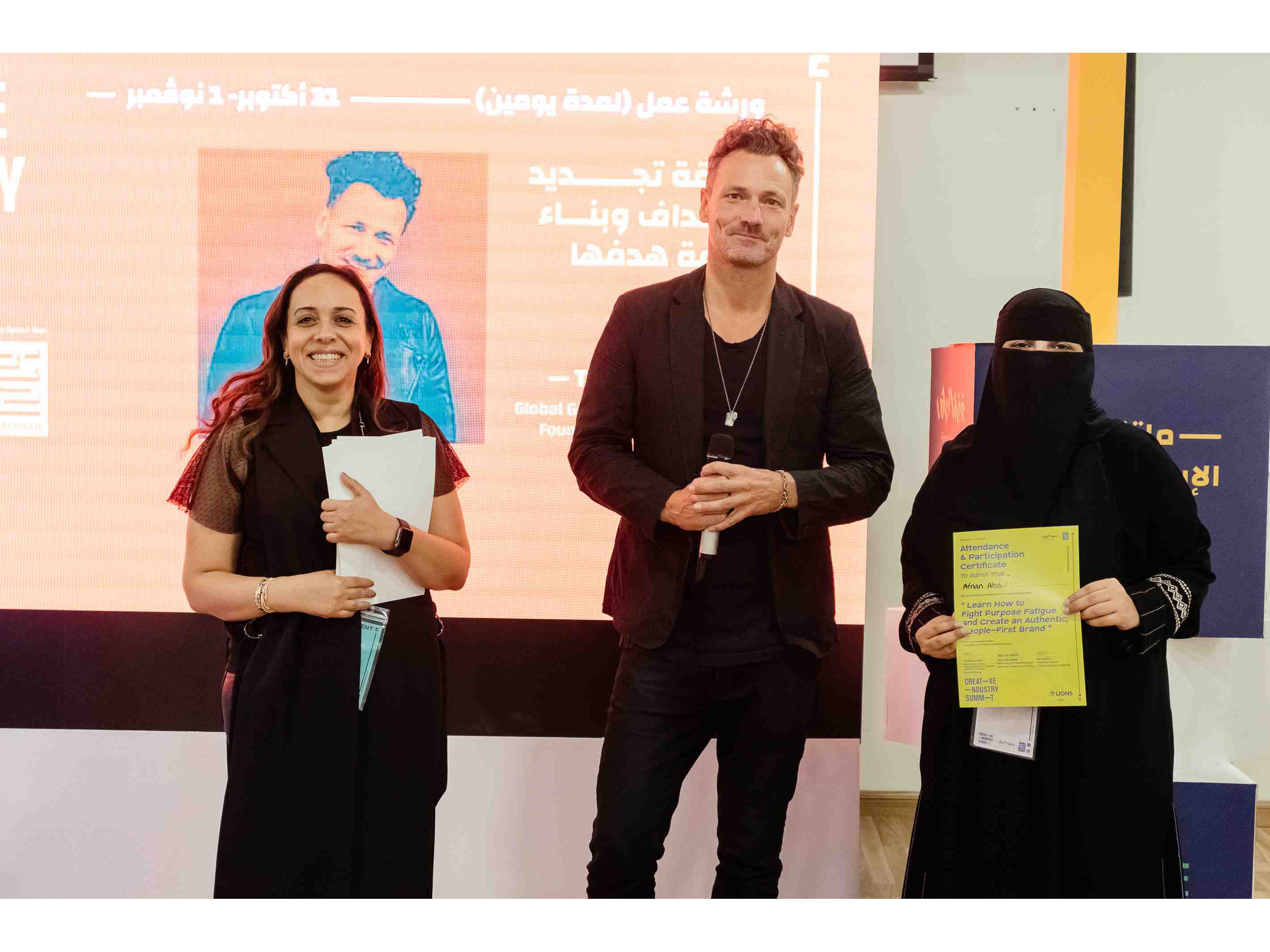 Mai Salam, Thomas Kolster and a workshop attendant Mai Salam, Thomas Kolster and a workshop attendant