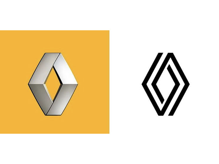 Renault logo old and new Renault logo old and new